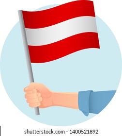 Austria flag in hand. Patriotic background. National flag of Austria vector illustration