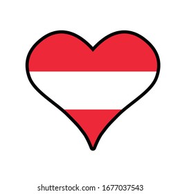 Austria Flag Heart Love Icon. Vector Image.
