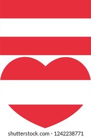 Austria Flag in a heart shape, Austria flag, sticker, vector, language, education, sticker, eps 10