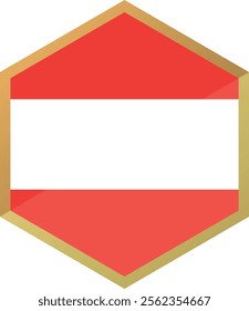 Austria flag in hexagon shape icon