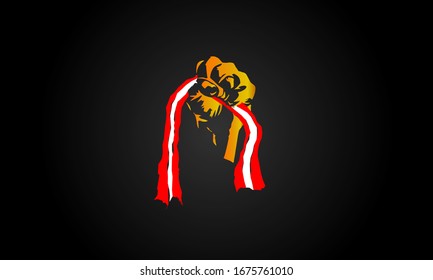 austria Flag Holding In Hand Man Stock Illustration