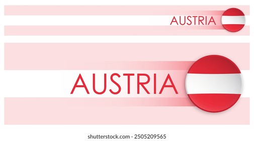 Austria flag horizontal web banner in modern neomorphism style. Webpage Austrian country header button for mobile application or internet site. Vector