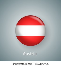 Austria Flag Icon Circle 3d Gradient Isolated