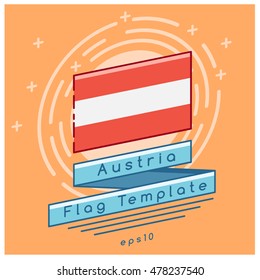 Austria Flag  : Flag Icon With Festive Background : Vector Illustration