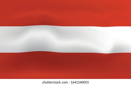 Austria Flag Icon and Logo. World National Isolated Flag Banner and Template. Realistic, 3D Vector illustration Art with Wave Effect.