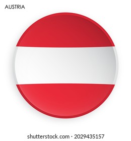 Icono de la bandera de AUSTRIA en estilo neomorfista moderno. Botón para aplicaciones móviles o web. Vector de fondo blanco