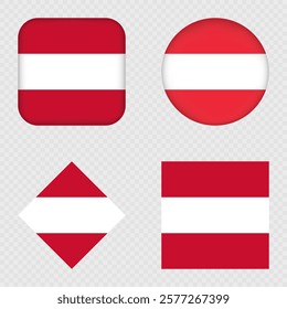 Austria Flag Icons Pack. Vector illustration.