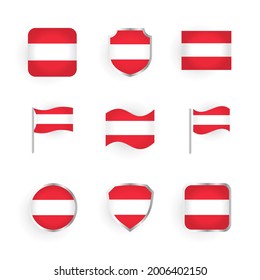 Austria Flag Icons Set Stylish Design