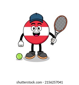 austria flag illustration as a tennis player , character design