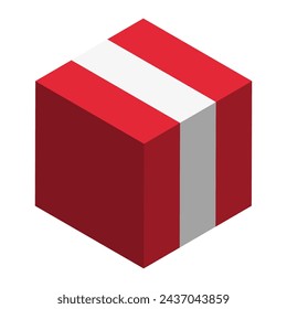 Austria flag - isometric 3D cube isolated on white background. Vector object.