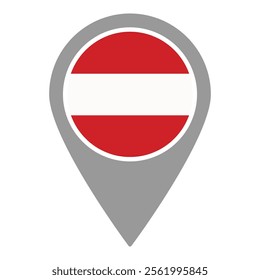 Austria flag location pin, flag application, Flag on Location Pin, graphic design, map pointer, vector illustration.