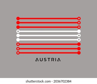 Austria flag logo design, with digital technology connection vector design