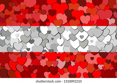 Austria flag made of hearts background - Illustration