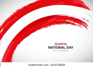 Austria flag made in watercolor brush stroke background. National day of Austria. Creative Austria national country flag icon. Abstract watercolor painted grunge brush flag background.