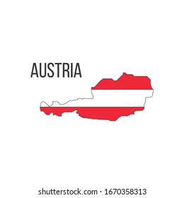 Austria flag map. The flag of the country in the form of borders. Stock vector illustration isolated on white background.