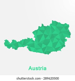 Austria flag map in geometric polygonal style.Abstract tessellation,background. Vector illustration EPS10