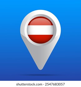 Austria Flag Map Icon. Glossy icon. 3D. Vector Illustration.