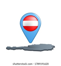 Anclaje del mapa de la bandera de Austria en blanco