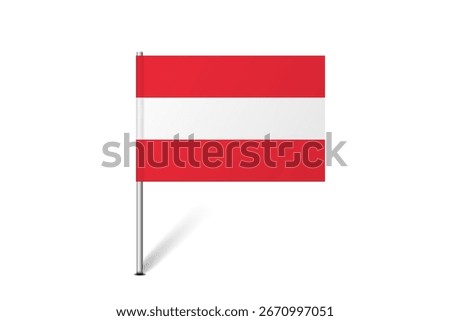 Austria flag - map pin flag representing a country cultural identity and heritage. The essence of national pride and unity. Map pin flag stuck in a white background