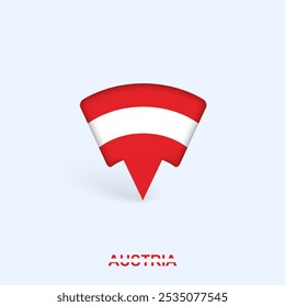 Austria Flag Map Pointer Design with Shadow. Vector illustrator.