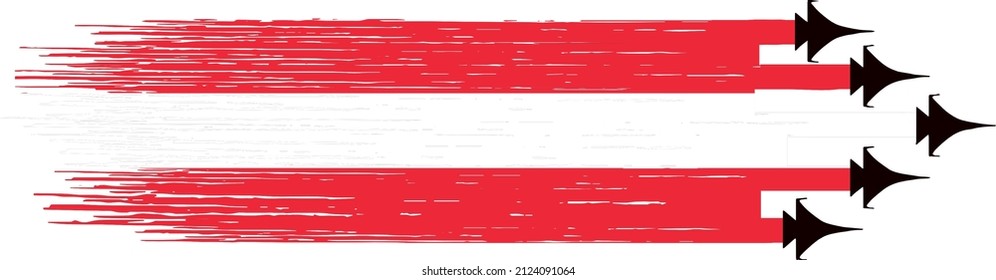 Austria flag with military fighter jets isolated  on png or transparent ,Symbols of Austria ,template for banner,card,advertising,poster, and business matching country, vector illustration