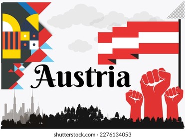 austria Flag and National or Independence day design for austria flag. Modern retro red green star  traditional abstract icons. Vector illustration.