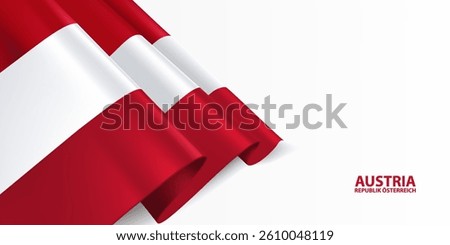 Austria flag. Austria national flag, waving on white background. National flag background design.
