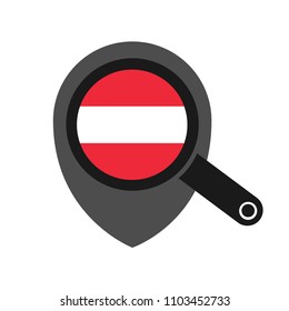 Austria flag and navigation icon.Austria here. map pointer