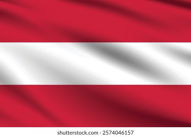 Austria flag official colors and proportion digital vector illustration. Pleated flag.