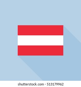 Austria flag in official proportions, flat design with long shadow