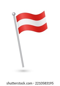 Austria flag on pole waving in the wind vector illustration