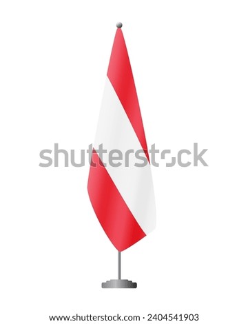 Austria flag on flag stand for official meetings, transparent background, vector