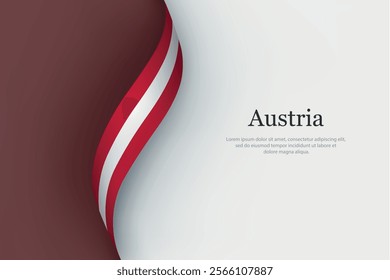 Austria flag on Waving ribbon. Template for independence day