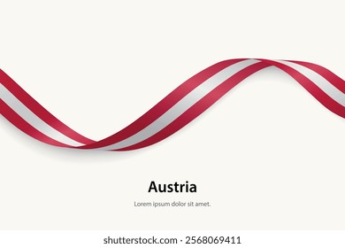 Austria flag on Waving ribbon. Template for independence day