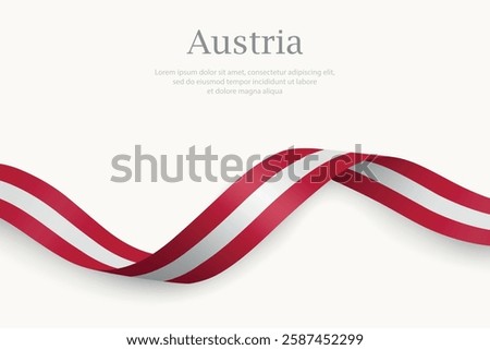 Austria flag on Waving ribbon. Template for independence day