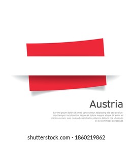 Austria flag in paper cut style. Creative background for the design of the patriotic holiday card of austria. National poster. Austrian state business booklet, cover. Vector design