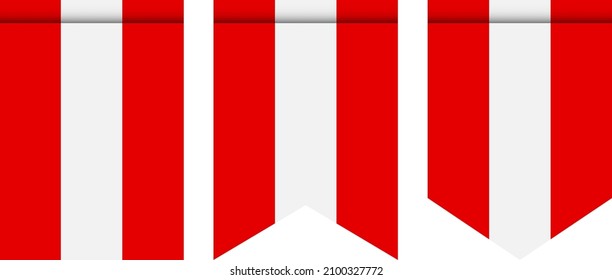 Austria flag or pennant isolated on white background. Pennant flag icon.