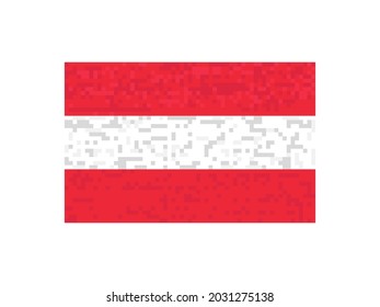 Austria flag pixel art. 8-bit Austria flag sign. Design for a festive banner and poster. Vector illustration