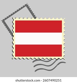 Austria flag postage stamp. Isolated vector illustration on grey post stamp background