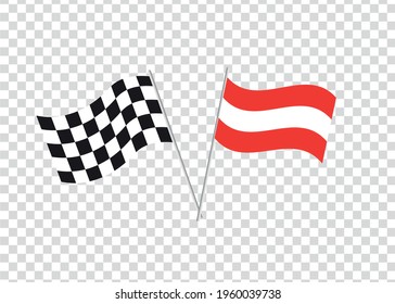 Austria flag and racing flag. Graphics and design.