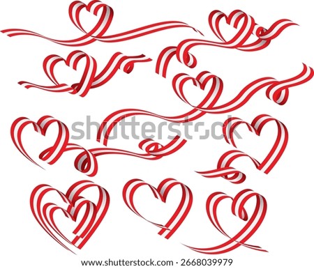 Austria Flag Ribbon Hearts Vector Illustration