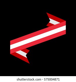 Austria flag ribbon isolated. Austrian banner tape. State patriotic sign