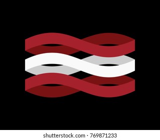 Austria Flag ribbon isolated. Austrian symbol national tape. State country sign. Vector illustration
