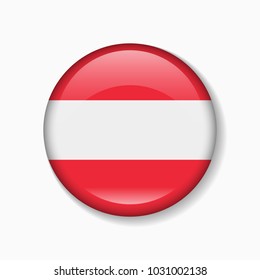 Austria flag round badge or icon isolated on white background. Vector illustration.