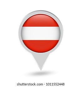 Austria Flag Round Pin Icon. Vector icon.