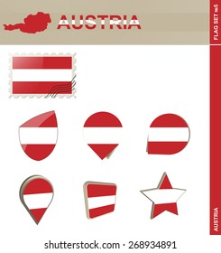 Austria Flag Set, Flag Set #5. Vector.