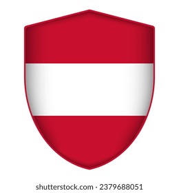 Austria flag in shield shape. Vector illustration.