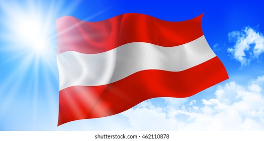 Austria flag sky background