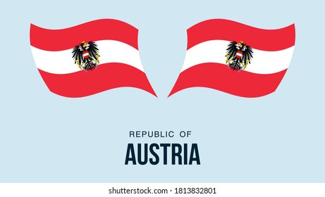 Österreichs Flaggenstaatsymbol einzeln auf nationalem Hintergrund. Grußkarte Nationaler Unabhängigkeitstag der Republik Österreich. Illustrationsbanner mit realistischer Staatsflagge.