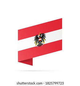 Austria flag state symbol isolated on background national banner. Greeting card National Independence Day of the Republic of Austria. Illustration banner with realistic state flag.